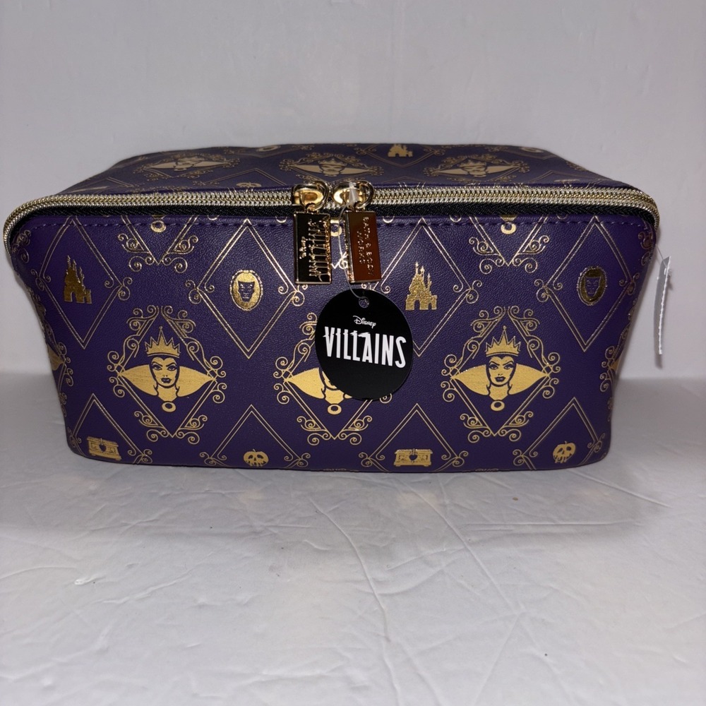 BATH & BODY WORKS DISNEY VILLAINS EVIL QUEEN COSMETIC BAG PURPLE AND GOLD TRAVEL